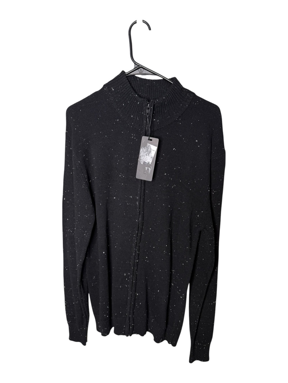 Silver Jeans Co. Black Speckled Full Zip Mock Neck Sweater Small NWT